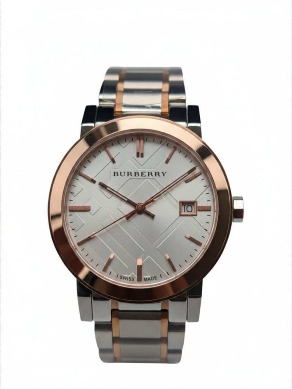 Burberry Silver Dial Two-Tone Rose Gold and Silver Men’s Watch